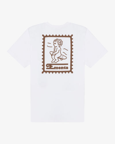 T-SHIRT - EMENTA SB - IKON STAMP - WHITE / CHOCOLATE