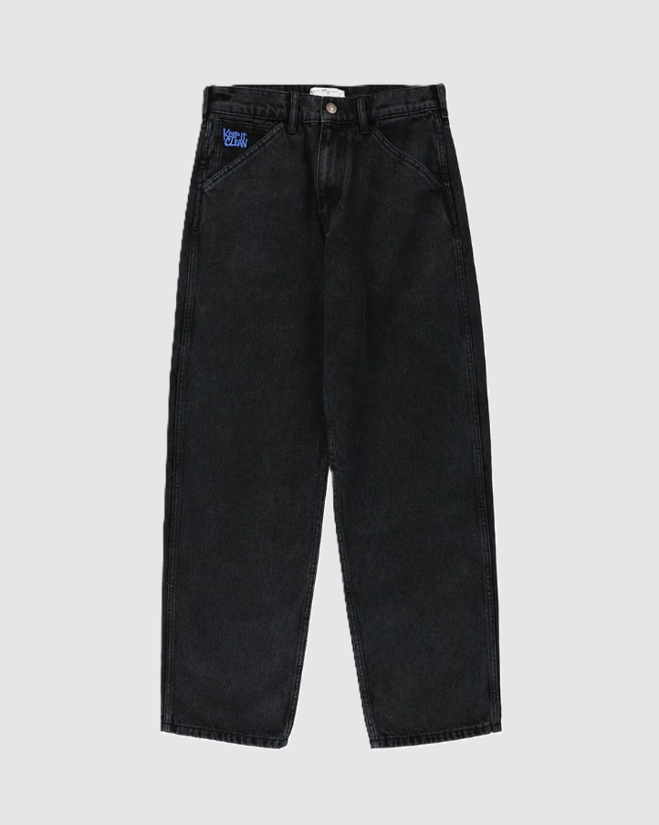 SEMI-BAGGY PANTS - KEEP IT CLEAN - BLACKBLUE OVERDYE