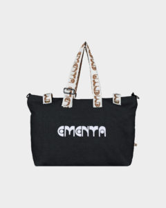 WEEKEND BAG - EMENTA SB - NAVEGANTE DOTS LINEN - BLACK