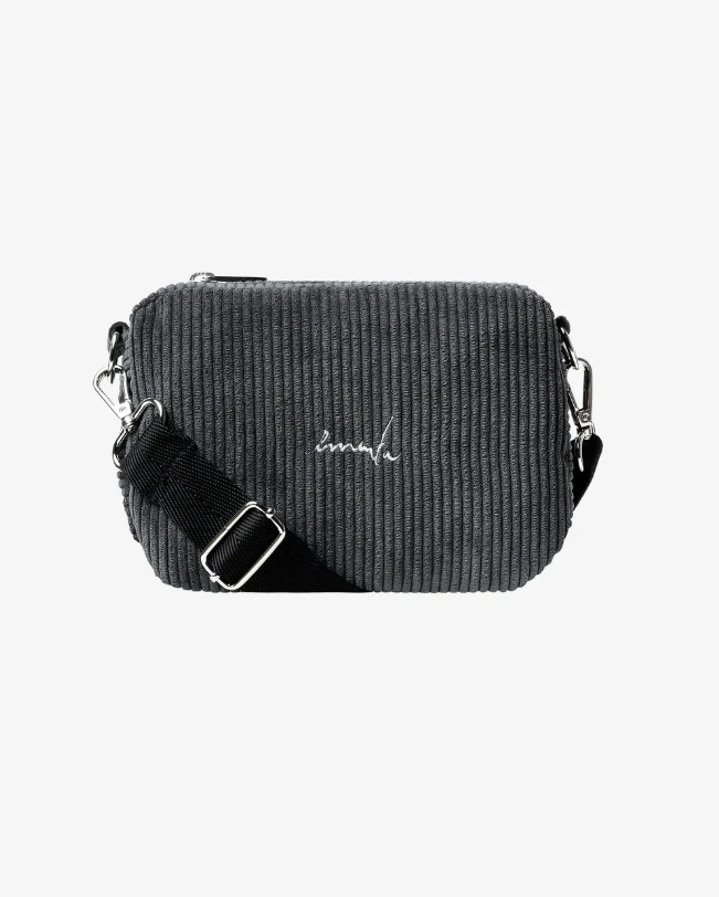 SAC BANDOULIÈRE – Ementa SB – FLUFFY SIGNATURE CORDUROY SHOULDER BAG – ANTHRACITE